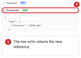 Excerpt of the actual interactive response containing the new reference